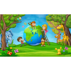 Рисунок - Дети играют с планетой. №-30p